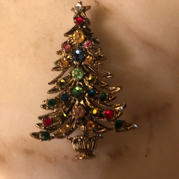 hollycraft Jewelry - Hollycraft  Vintage Rhinestone Christmas tree pin